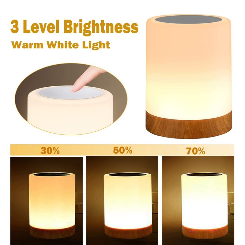 ROYFACC Night Light Touch Sensor Lamp Bedside Table Lamp for Kids Bedroom Rechargeable Dimmable Warm White Light and RGB Color Changing - Image 2